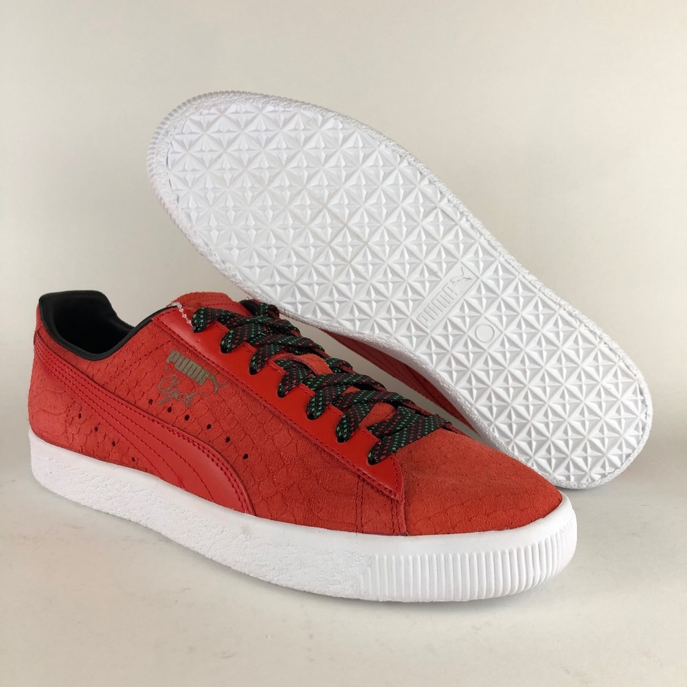 Puma "Clyde" GCC Snakeskin Sneaker Red Womens 9.5